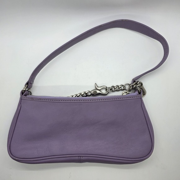 Vintage Y2K Juicy Couture Purple Leather Baguette Bag Purse Love P&G - Picture 8 of 15